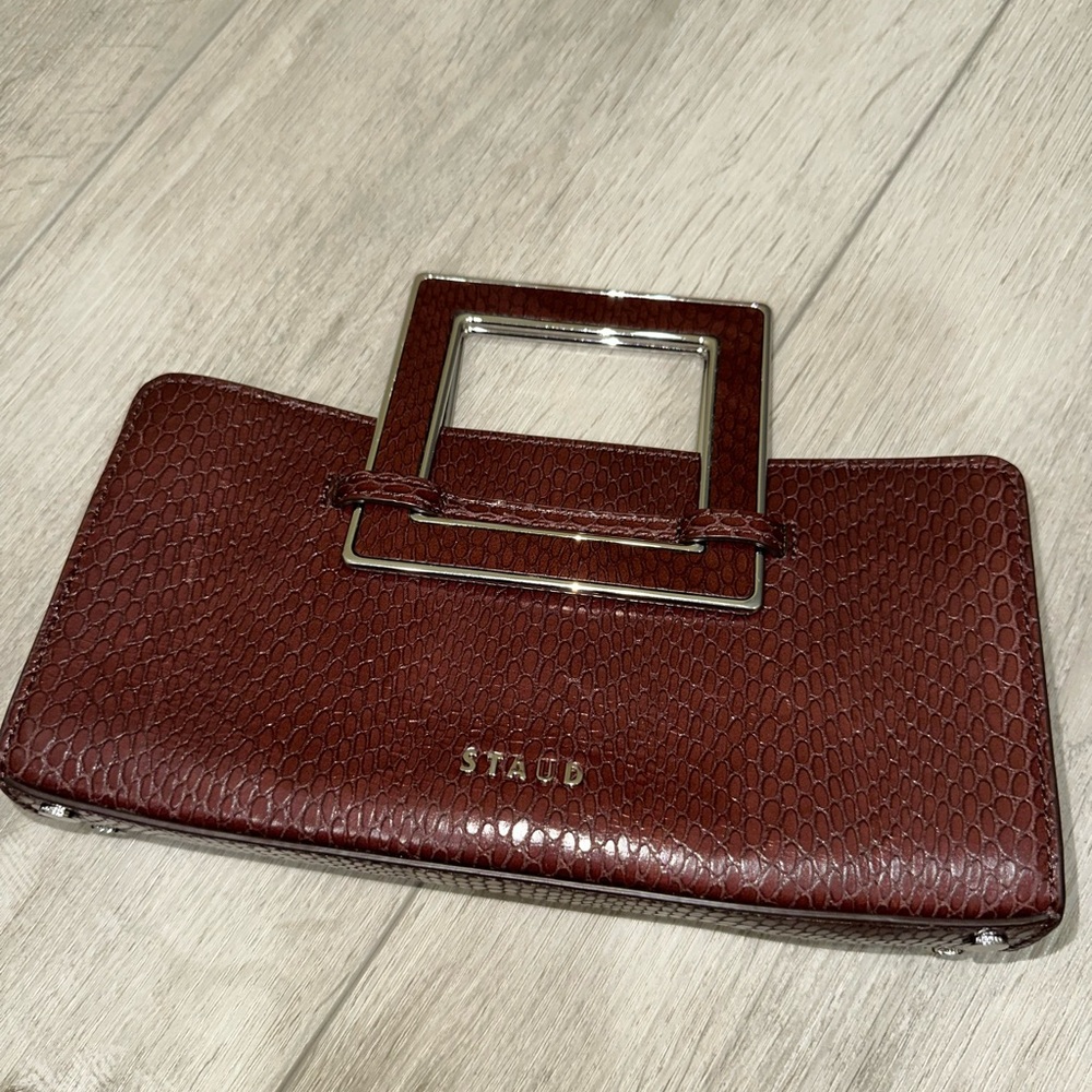 STAUD Shirley top-handle Clutch Bag RED